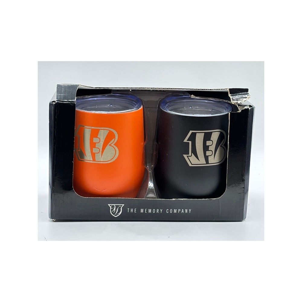 The Memory Company NFL Stemless Wine Glass Set Orange Black Cincinnati Bengals